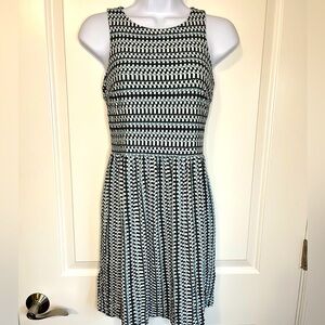 Loft Petites Blue Black and White Sleeveless Sundress